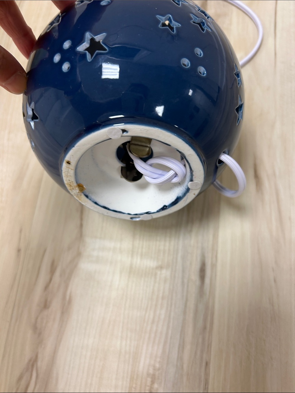 Ceramic Star Projector Lamp in Navy Blue image 4